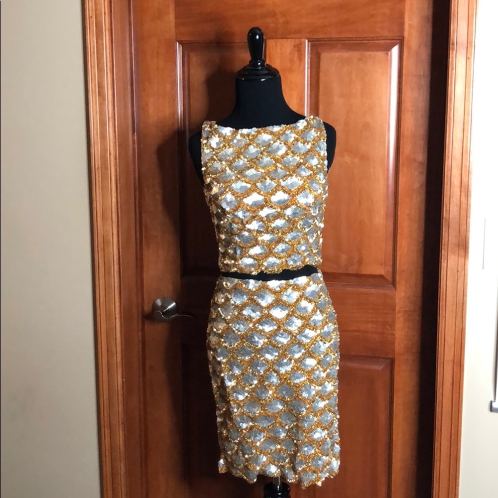 Two piece silver and gold cocktail